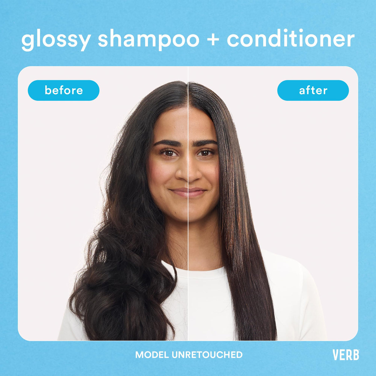 VERB glossy shampoo back label close-up showing ingredients and benefits