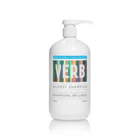 VERB bottle front view showing glossy shampoo and clean design benefit shine