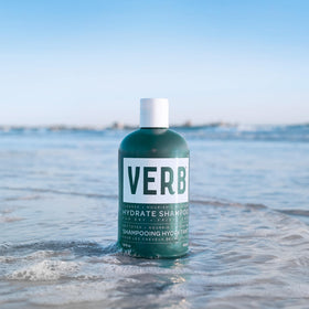 VERB before and after hair comparison showing reduced frizz and smoother hair benefit