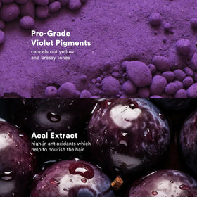 VERB in-use image applying purple shampoo to hair showing toning benefit