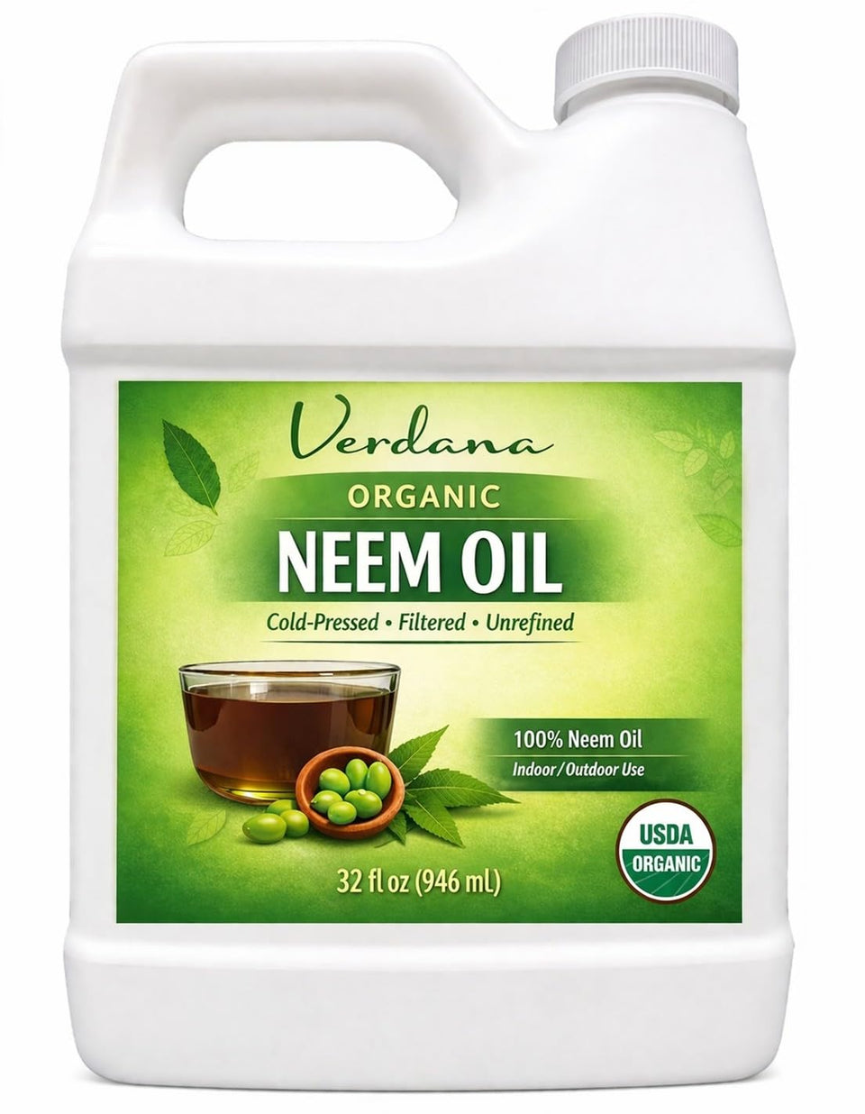 Verdana front packaging 32oz bottle showing label and organic benefit