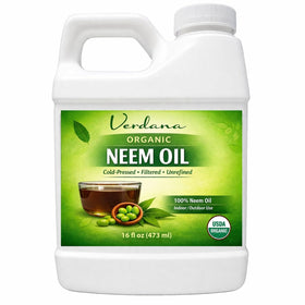 Verdana bottle front label showing organic neem oil benefits
