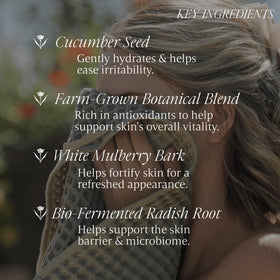 Verli applied then rinsed on cheek showing hydrated, soothed post-cleanse benefit