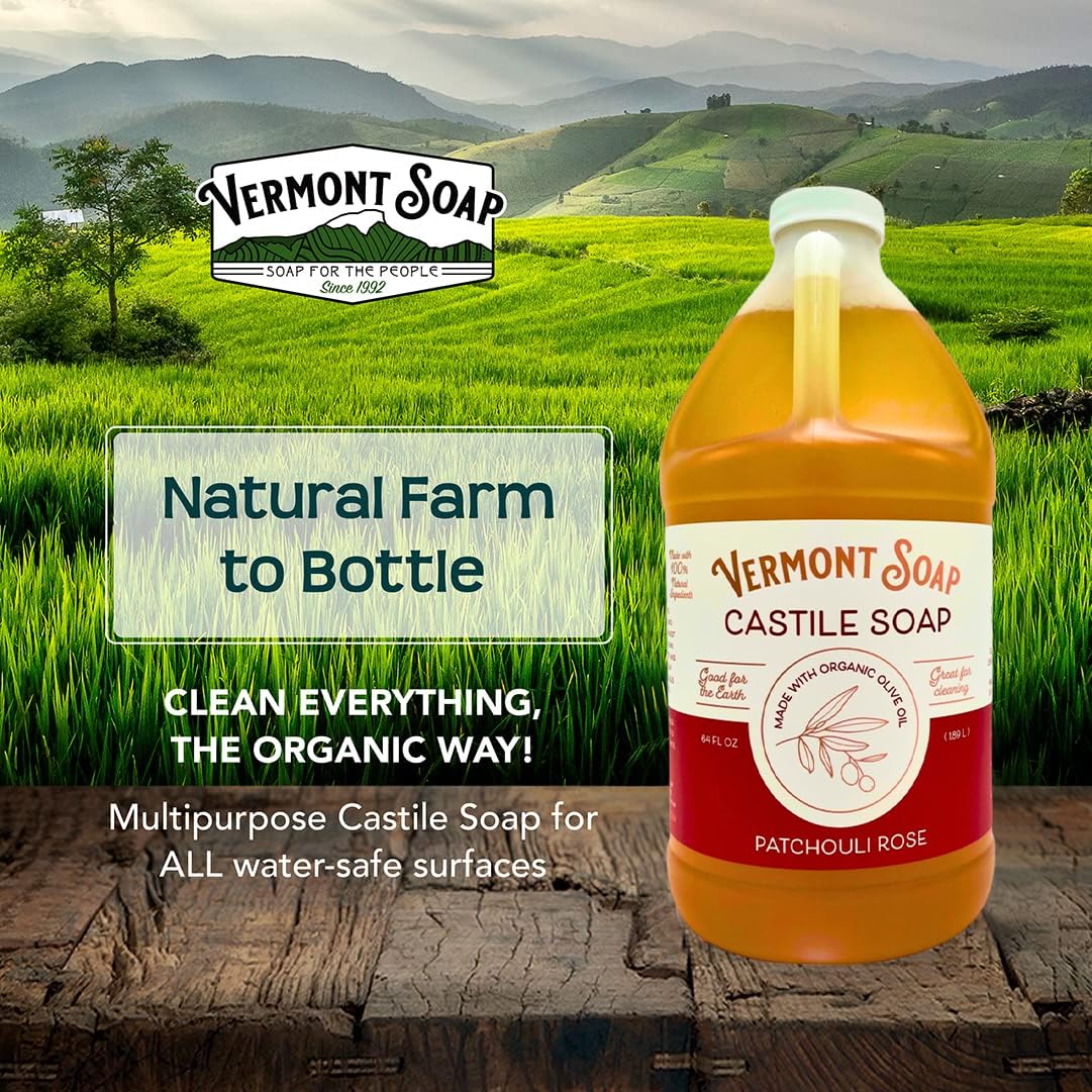 Vermont Soap patchouli rose ingredient label close-up, highlighting USDA organic transparency