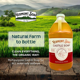 Vermont Soap patchouli rose ingredient label close-up, highlighting USDA organic transparency