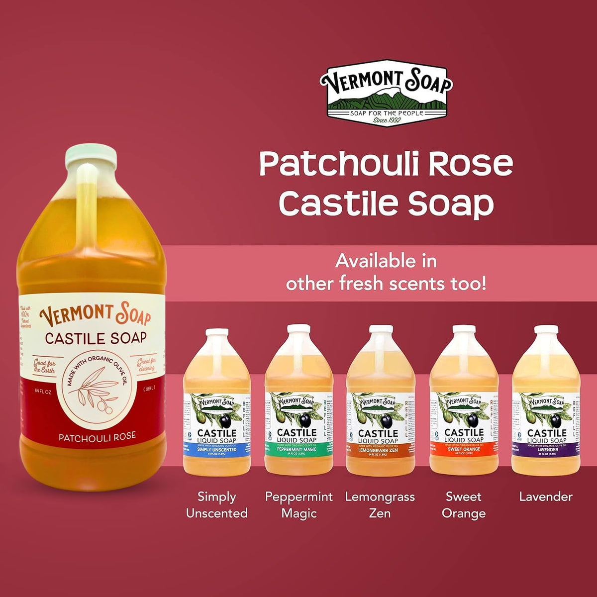 Vermont Soap patchouli rose cleaning kitchen counter, showing multipurpose biodegradable benefit