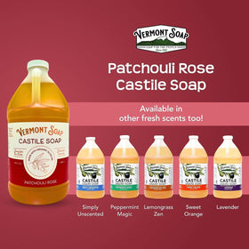 Vermont Soap patchouli rose cleaning kitchen counter, showing multipurpose biodegradable benefit