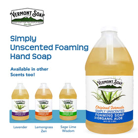 Vermont Soap bottle staged in bathroom offering fragrance-free daily care