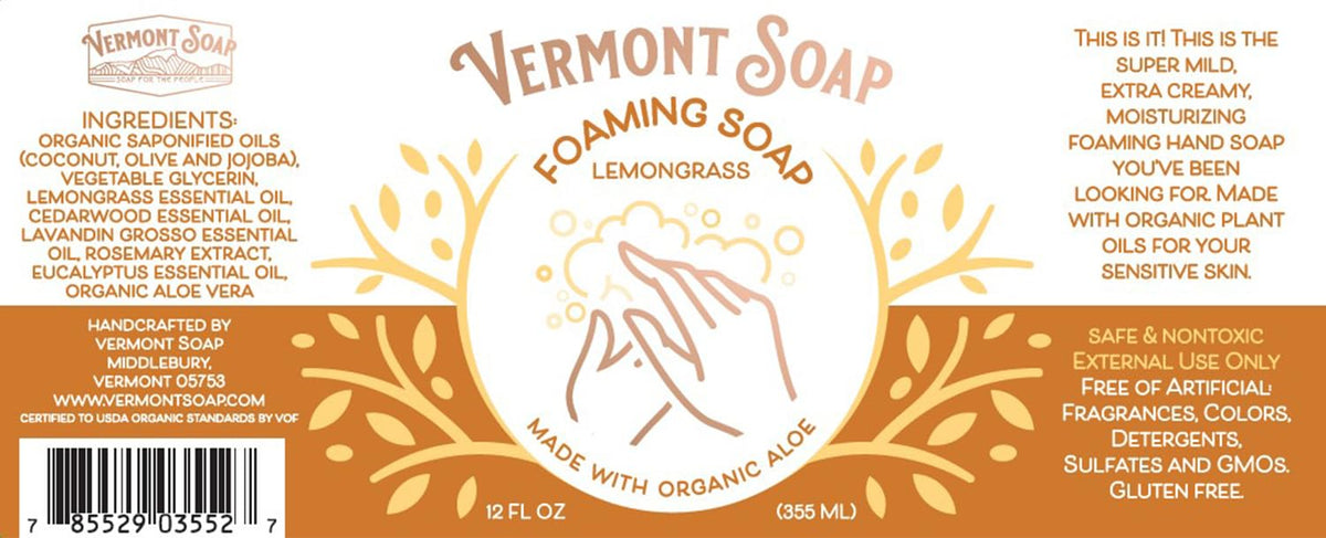 VERMONT SOAP lather on skin illustrating gentle cleansing and hydration