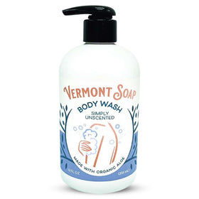 VERMONT SOAP front packaging showing unscented 12 oz bottle and clean design