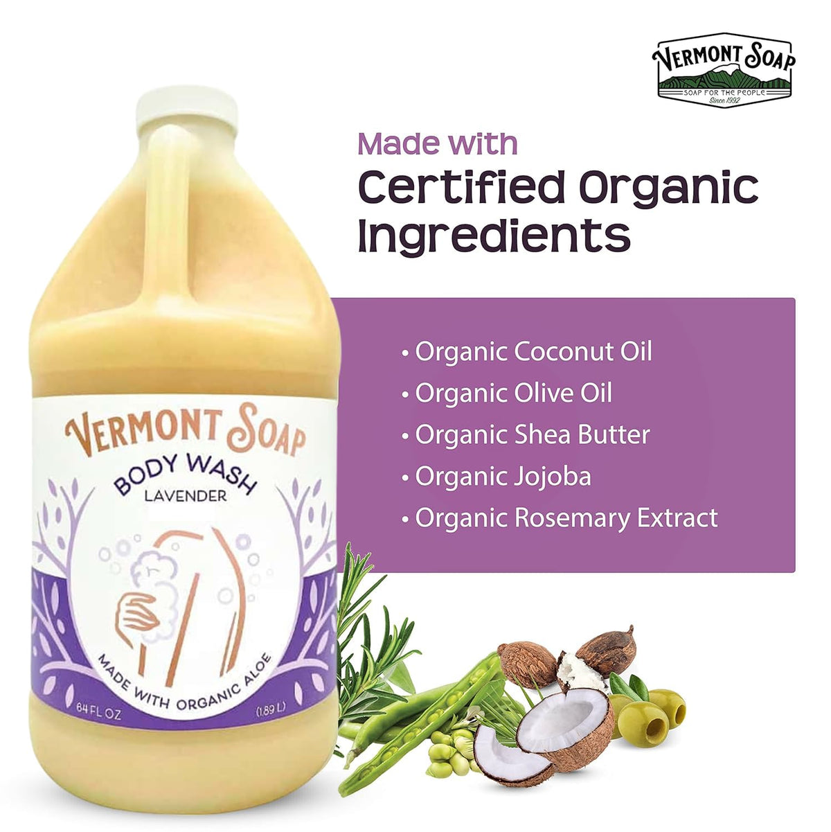 VERMONT SOAP gel texture close-up highlighting moisturizing shea butter