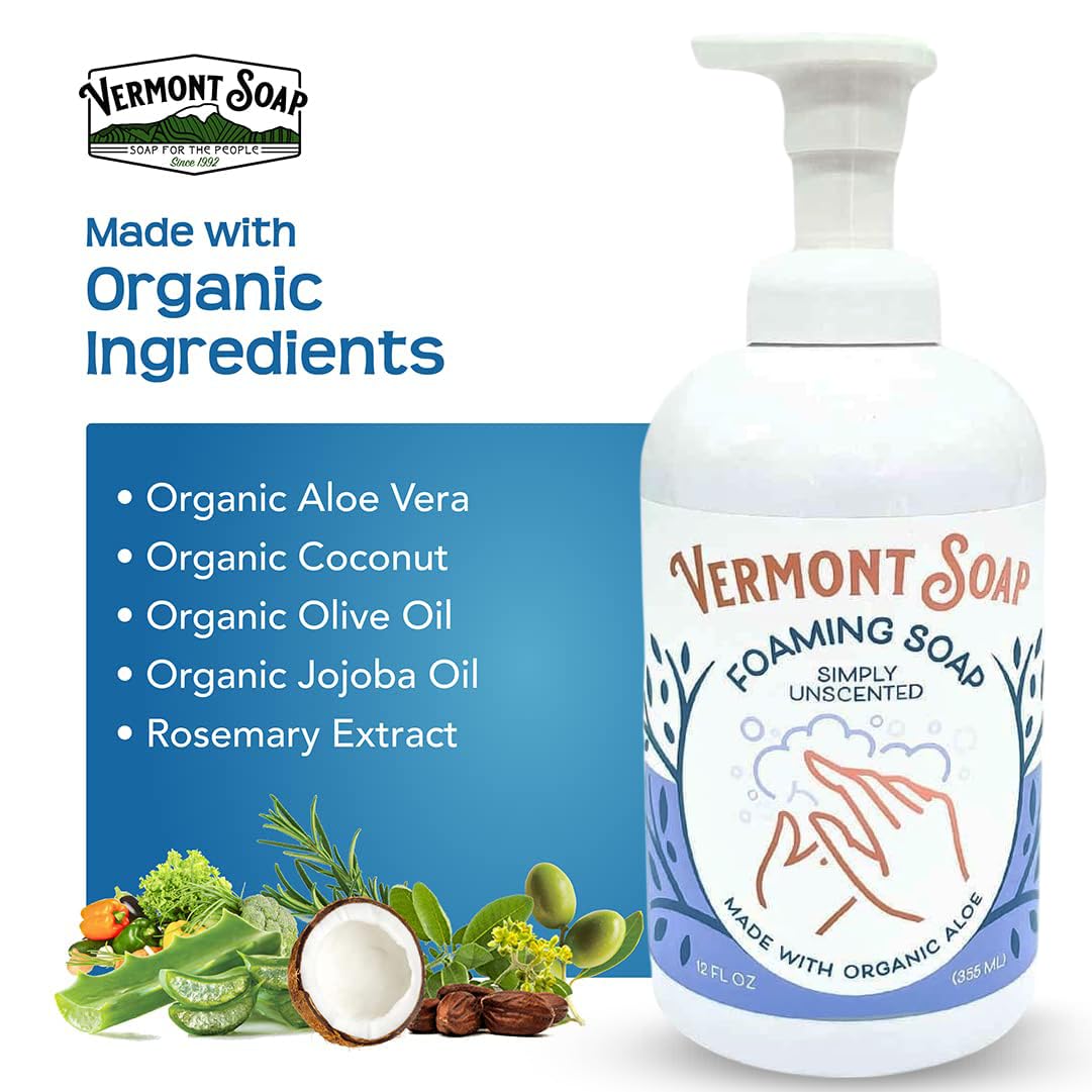 VERMONT SOAP hand washing in use showcasing quick, mess-free foam rinse