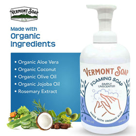 VERMONT SOAP hand washing in use showcasing quick, mess-free foam rinse