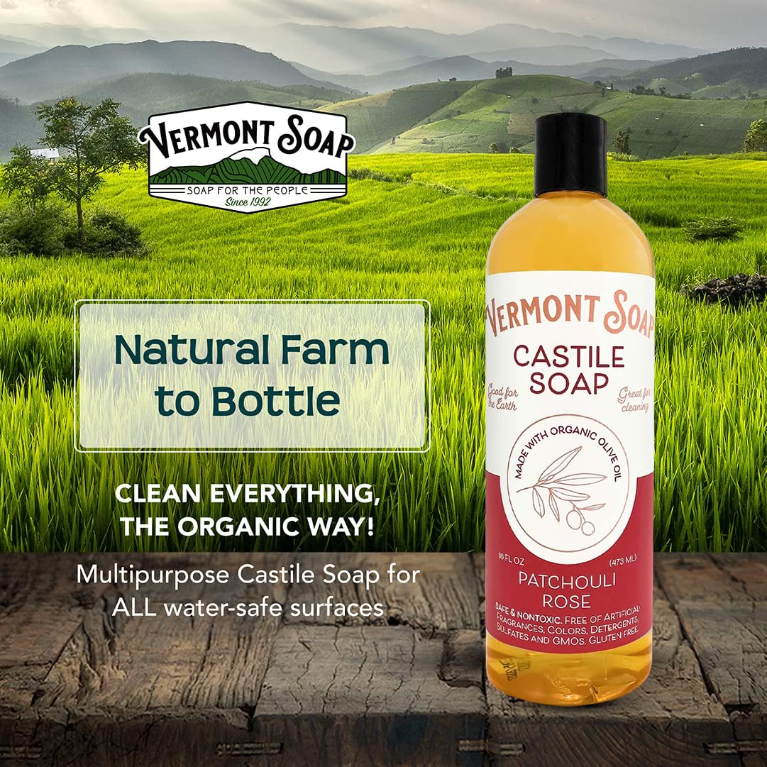 Vermont Soap in shower with loofah demonstrating effective daily body cleansing