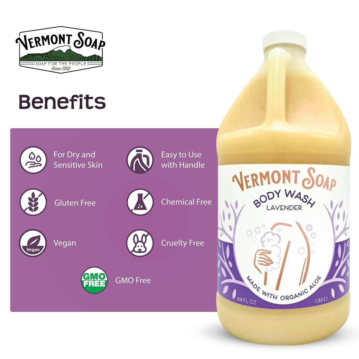 VERMONT SOAP ingredient bottles display showing organic plant-based oils