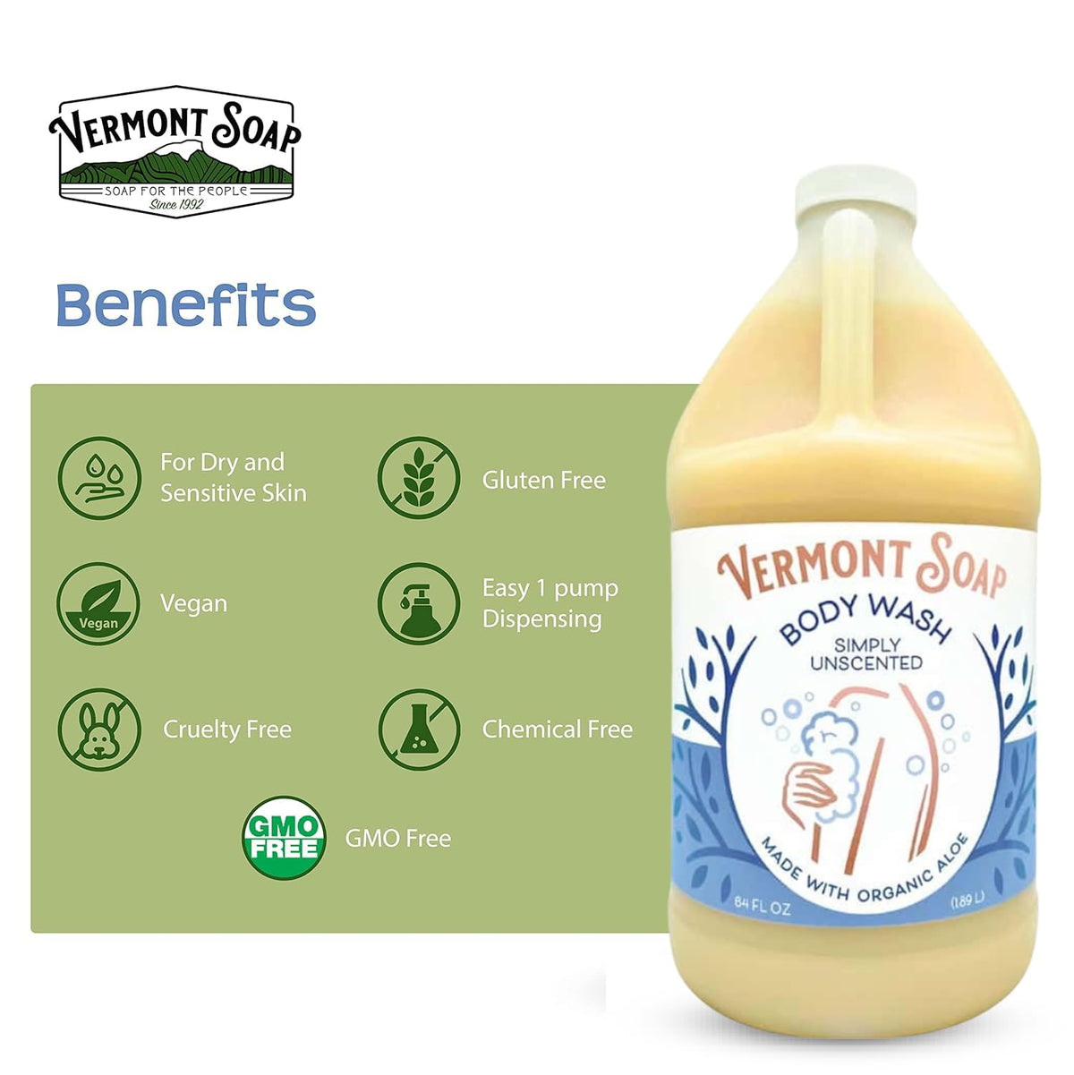 Vermont Soap arrangement of organic oils showing natural ingredient benefits