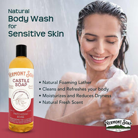 Vermont Soap in kitchen washing dishes offering biodegradable grease cutting