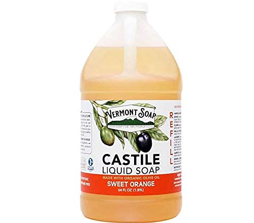 Vermont Soap front bottle view showing organic label and orange scent benefit