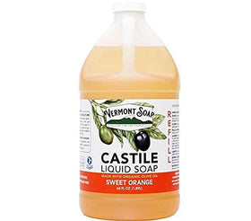 Vermont Soap front bottle view showing organic label and orange scent benefit