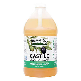Vermont Soap front label 64 oz showing organic certification and benefits