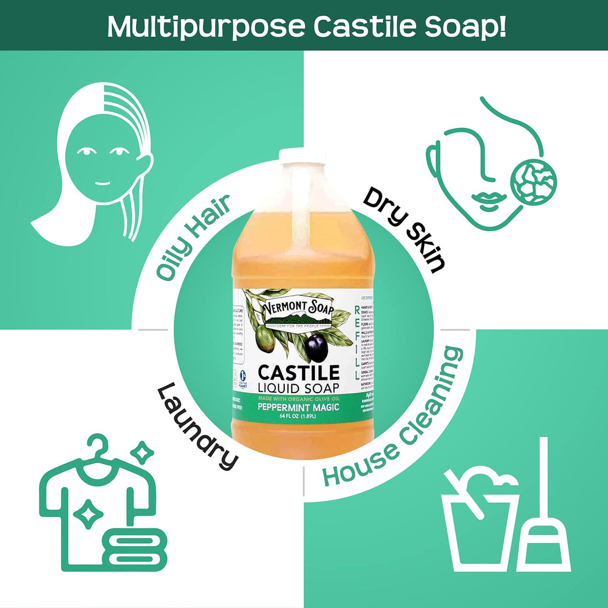 Vermont Soap used to refill a smaller shower bottle for convenient use