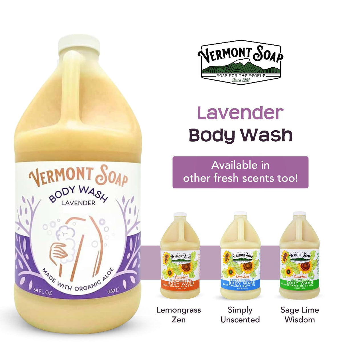VERMONT SOAP in-shower lifestyle shot demonstrating gentle cleansing
