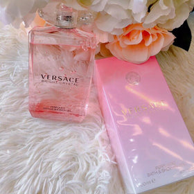 Versace Bright Crystal label detail highlighting ingredient cues and perfume link, assures authenticity
