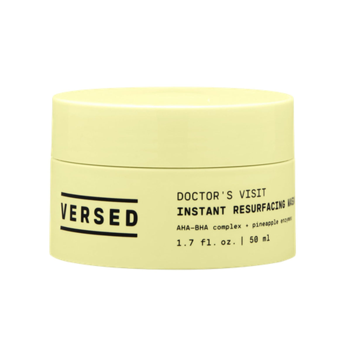 Versed front packaging jar showing clean branding and compact size benefit
