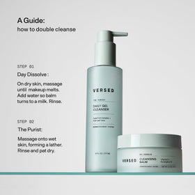Versed jar with eucalyptus leaves and vitamin E capsule, illustrating conditioning ingredients