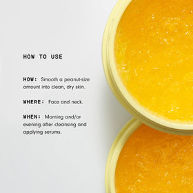Versed jar open showing pale mask product ready to use for quick exfoliation