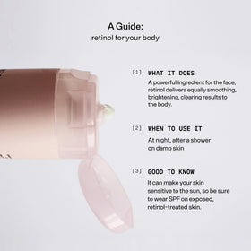 Versed applying lotion to knee to smooth crepey skin and boost hydration