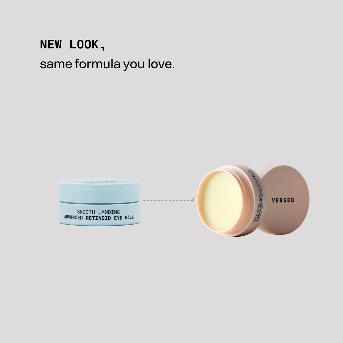 Applying Versed balm with fingertip to under eye, demonstrating gentle application benefit