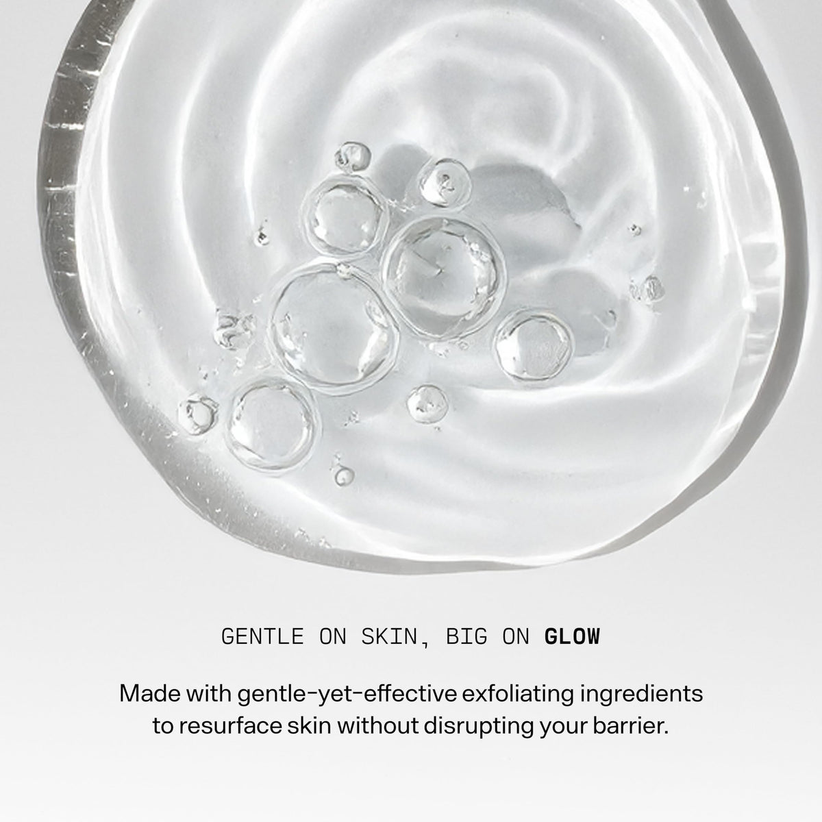 Versed serum texture drop on hand highlighting lightweight feel and spreadability