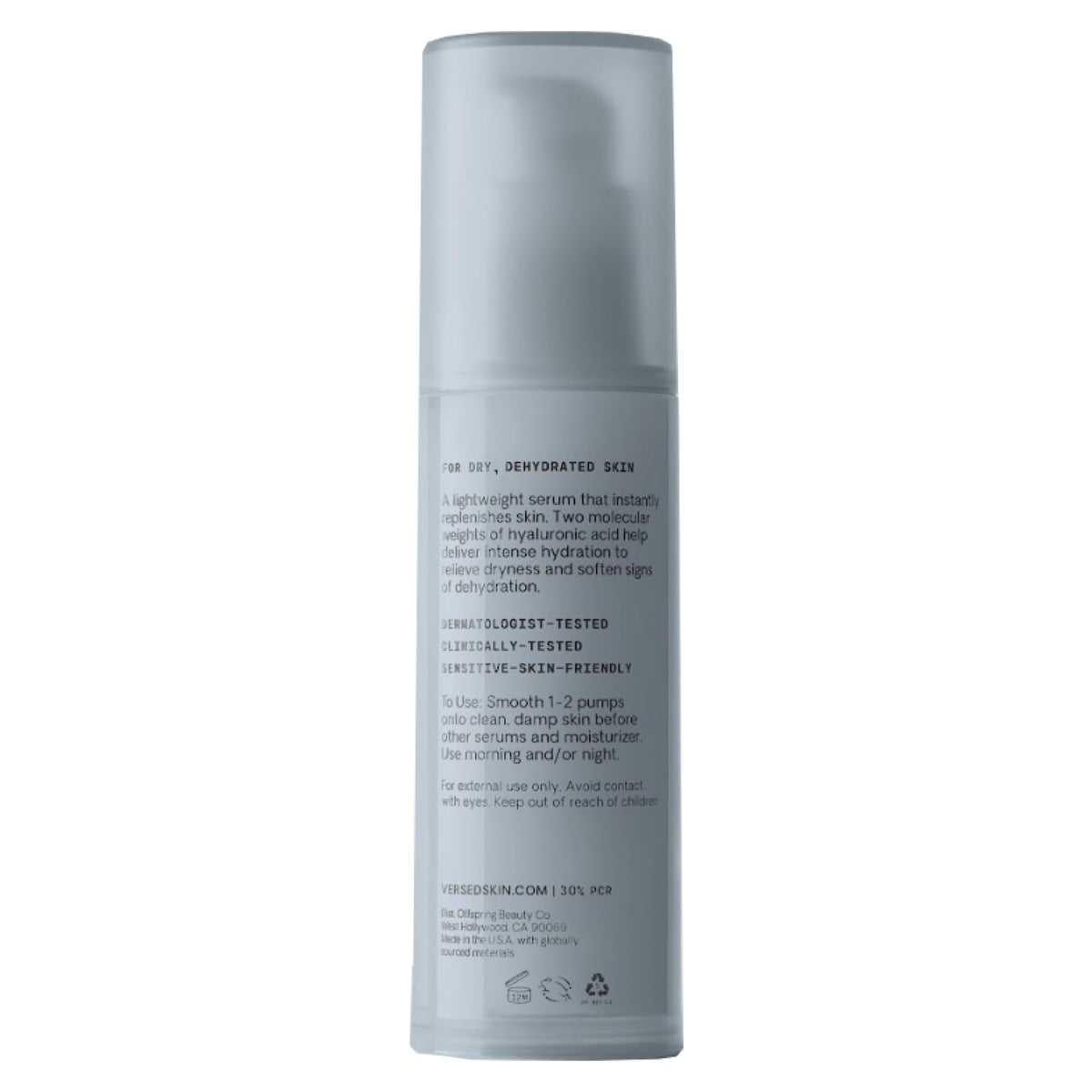 Versed Water Rush bottle beside moisturizer illustrating easy layering benefit
