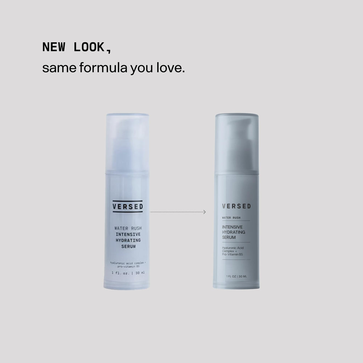 Versed Water Rush ingredients label with hyaluronic acid and vitamin B5 benefits