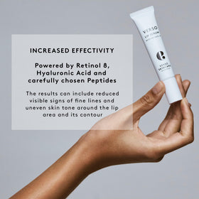 Cap and label detail of Verso Lip Serum showing ingredient callouts and product clarity