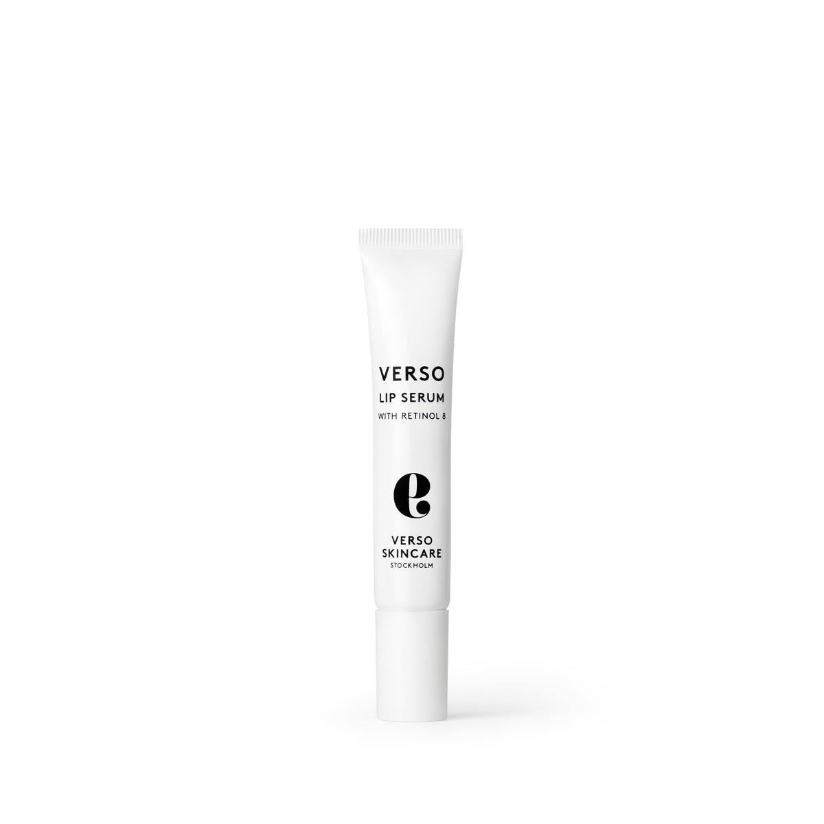 Lifestyle shelf scene with Verso Lip Serum in bathroom setting suggesting daily routine benefit