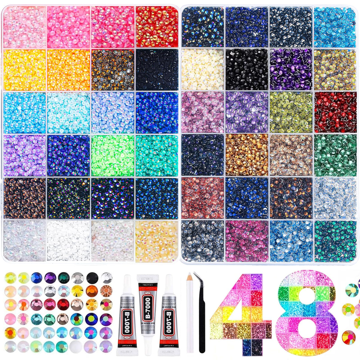 Vertdens front packaging showing organized 48-compartment storage and colors