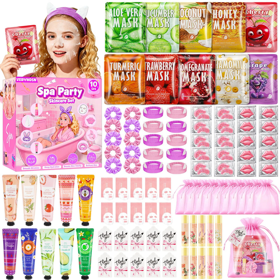 VERYHDSN front packaging showing full 100-piece spa kit, ideal for gifting