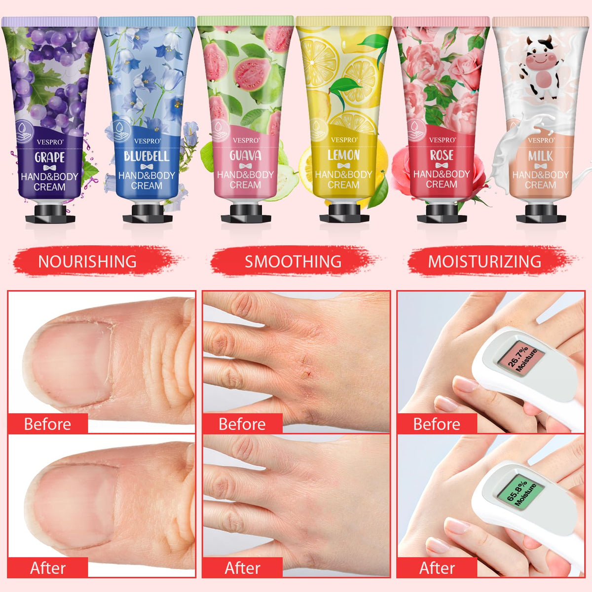 VESPRO hand cream arranged as event favors showing ready-to-gift convenience benefit