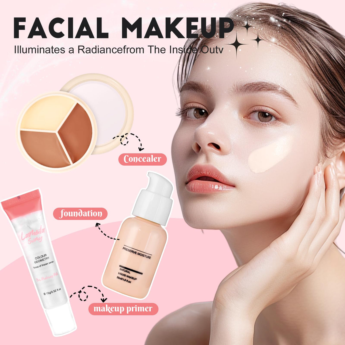 VESPRO foundation and concealer open to show smooth coverage options