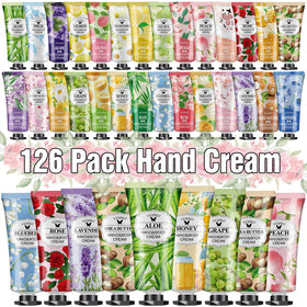 VESPRO front packaging showing 126-count assorted mini hand creams for gifting