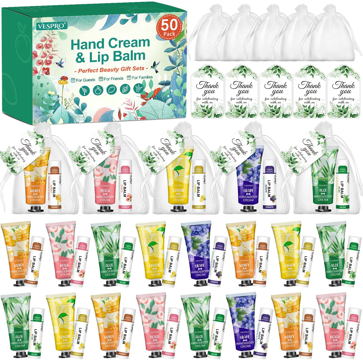 VESPRO front packaging showing complete 50-set gift bundle and organized presentation benefits