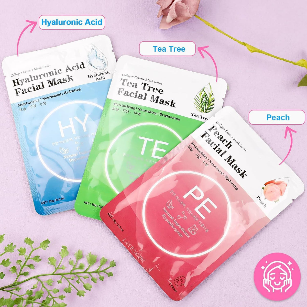 VESPRO masks displayed in bathroom setting, suggests at-home spa benefit