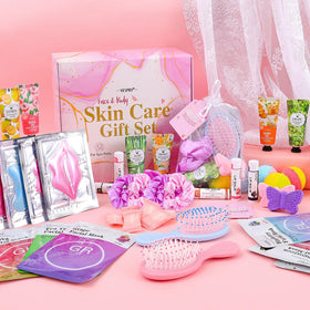 VESPRO skincare card with silk headband showing step-by-step spa guidance