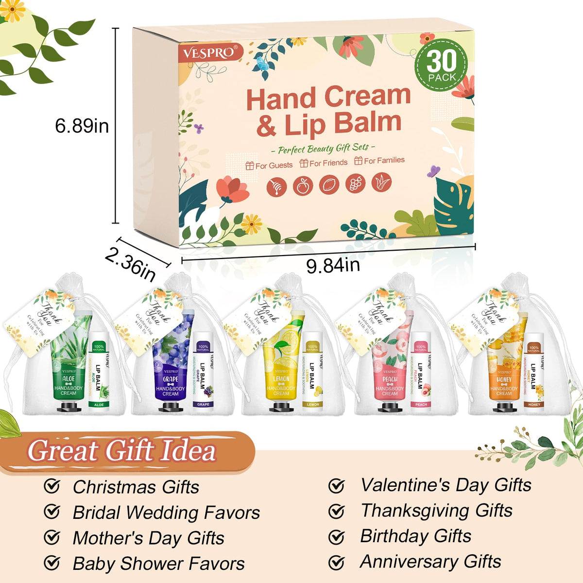 VESPRO variety of scents and colors arranged to show selection and matching benefit