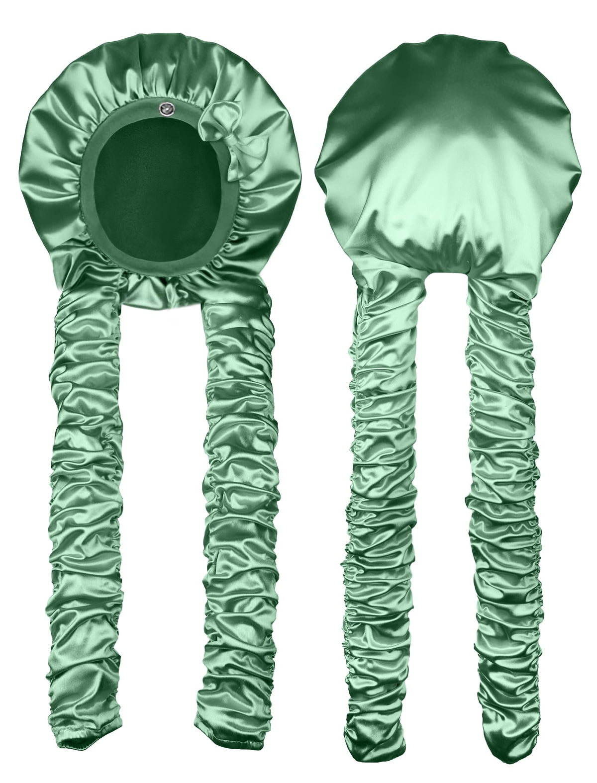 Vettres front view green bonnet showing full coverage and secure fit benefit