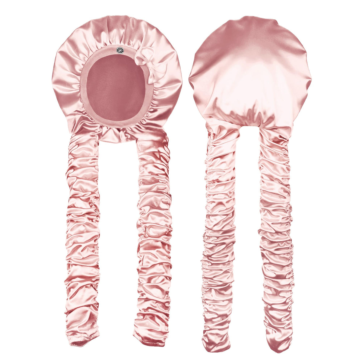 Vettres front view blush pink bonnet showing full coverage and no-slip fit