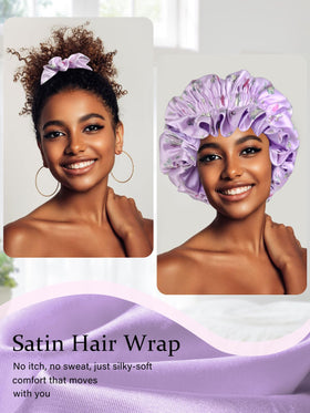 Vettres matching scrunchie and bonnet flat lay for coordinated styling