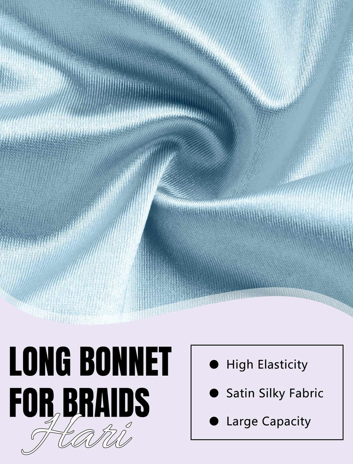vettres bonnet beside hand showing length and capacity for thick hair